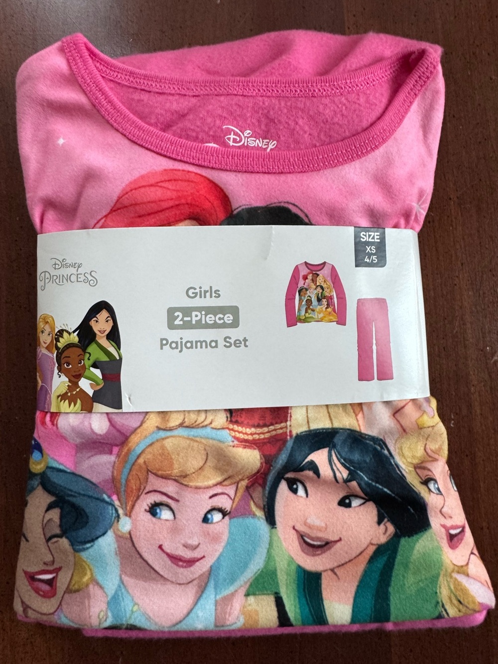 NEW Girls Disney Princess Pajamas Size XS (4/5)